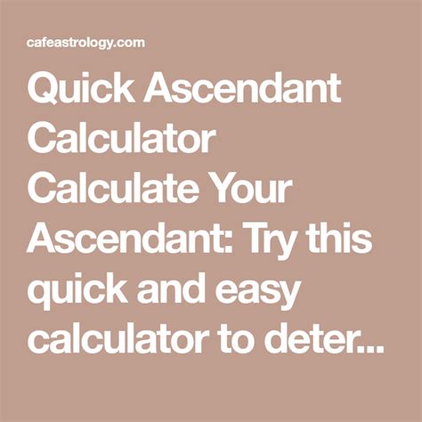 calcul.ascendent|Quick Ascendant Calculator 